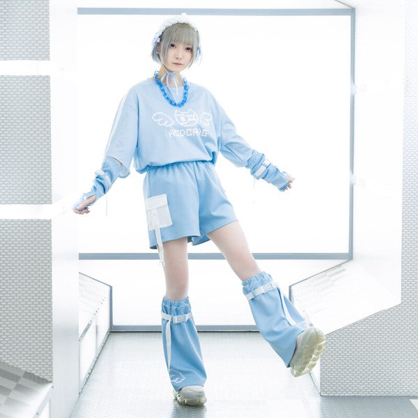 Short Pant "Harajuku Style" Shorts Unisex Blue ACDC RAG