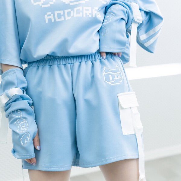 Short Pant "Harajuku Style" Shorts Unisex Blue ACDC RAG