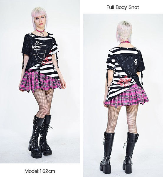 Pleated Pants-Skirt Pink Tartan ACDC RAG