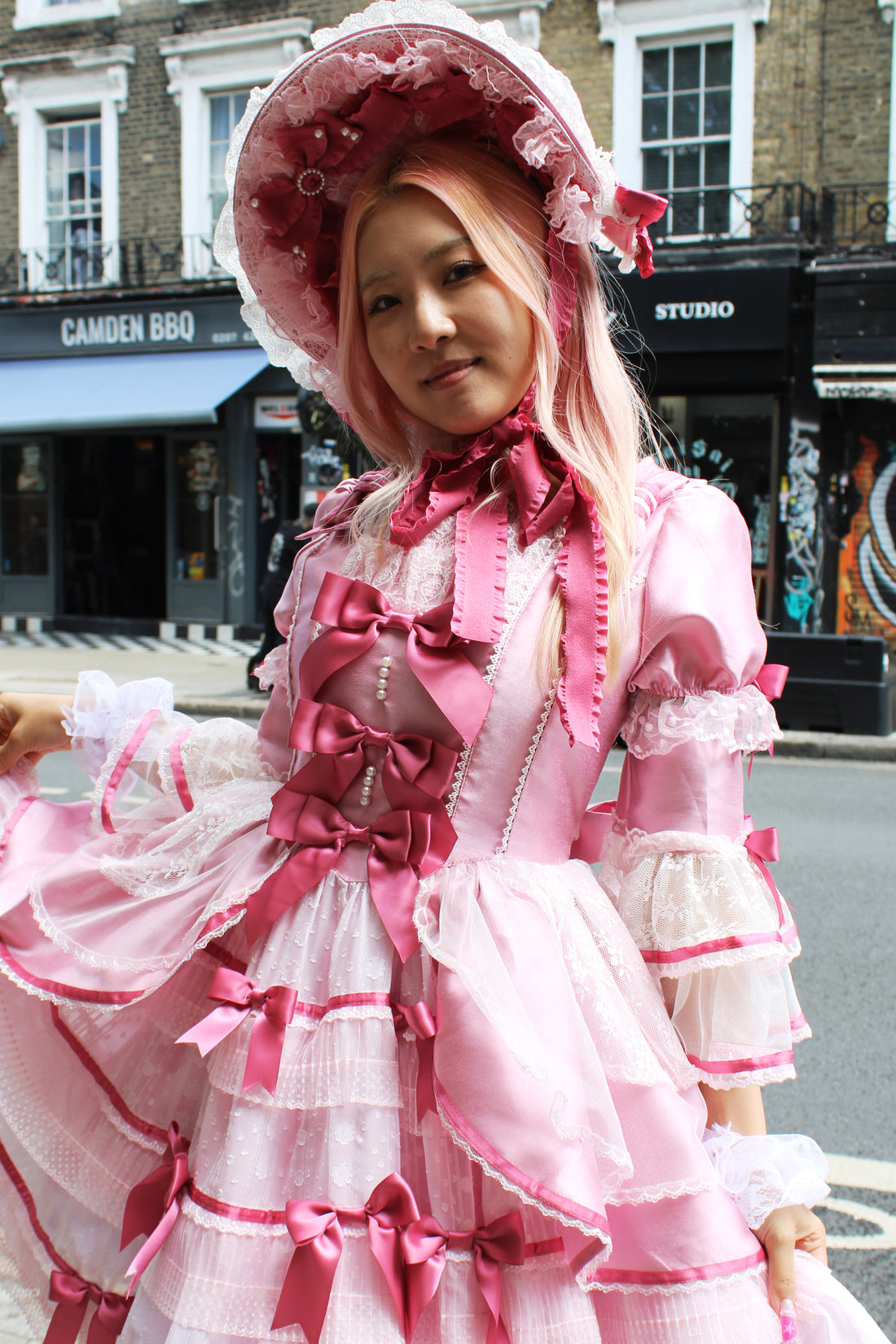 Lolita Dress Doll-Like with Removable Sleeves & Bonnet