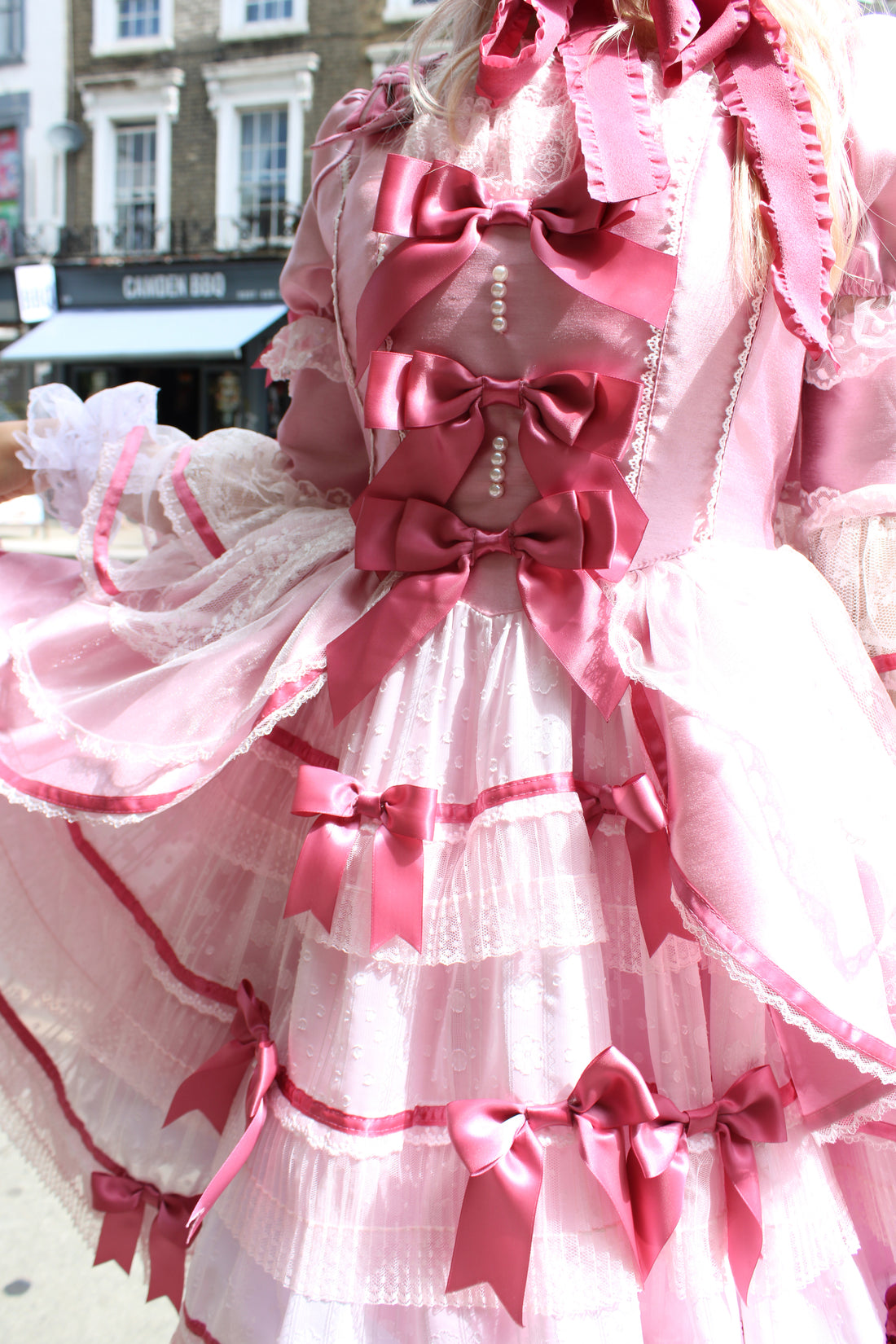 Lolita Dress Doll-Like with Removable Sleeves & Bonnet