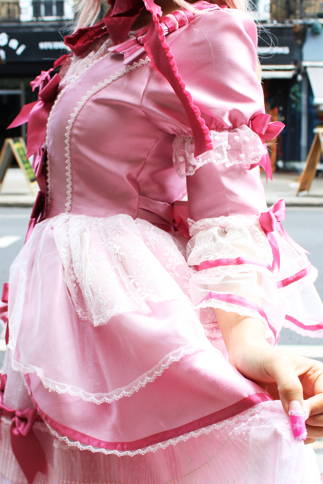 Lolita Dress Doll-Like with Removable Sleeves & Bonnet