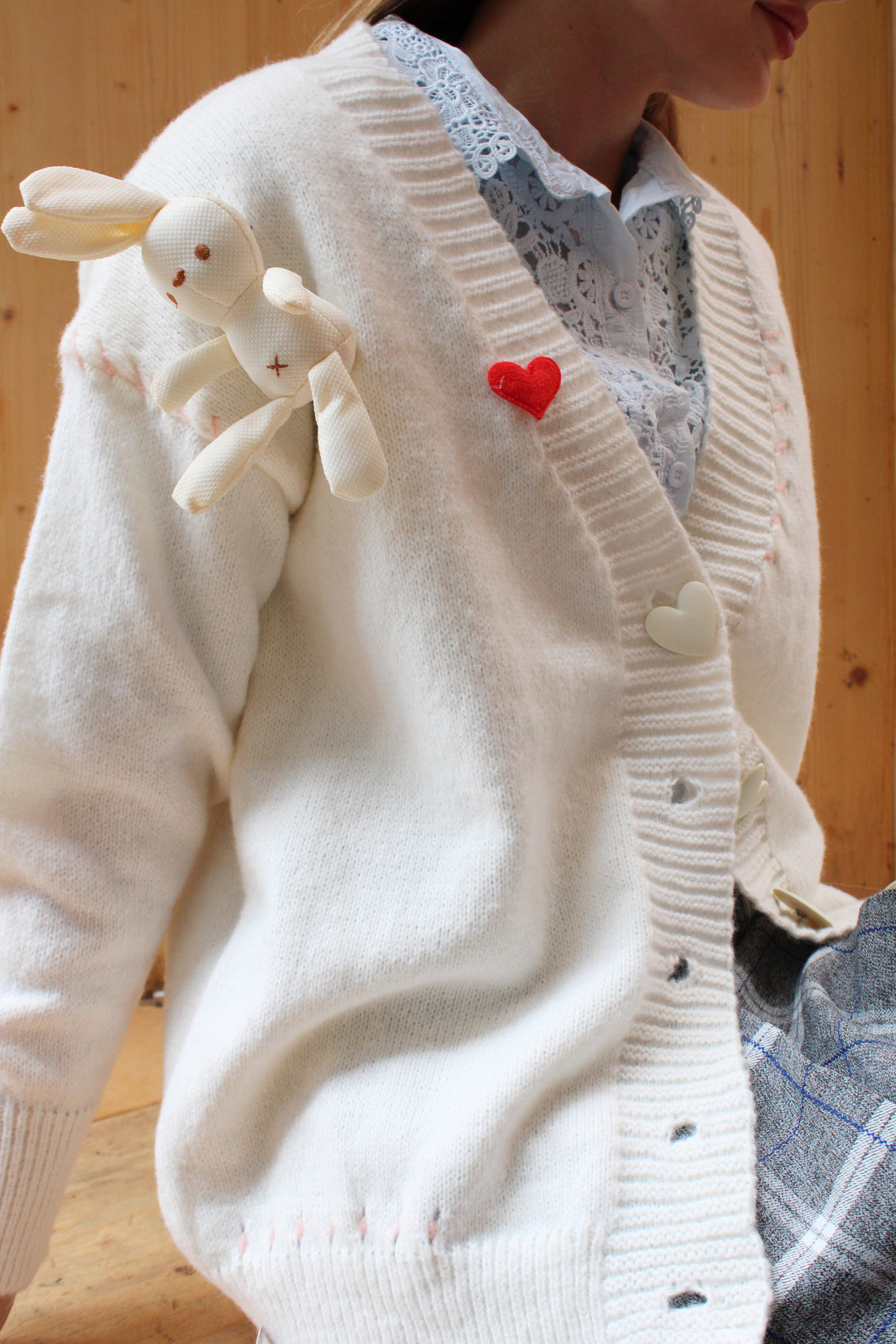 Sweetheart Bunny Companion Cream Cardigan