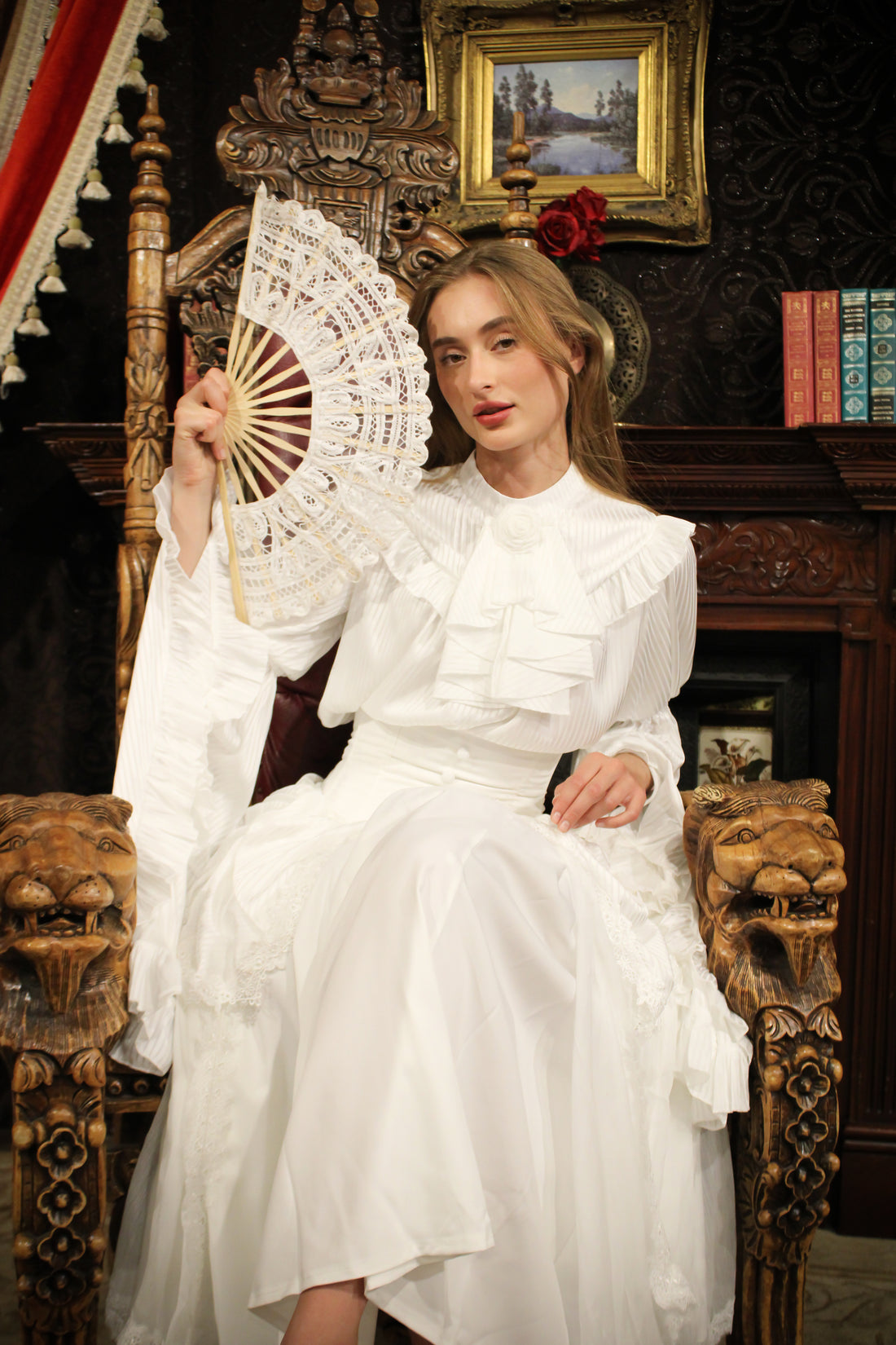 Lolita Dress Draped Gothic with Detachable Jabot & Petticoat with Hoops