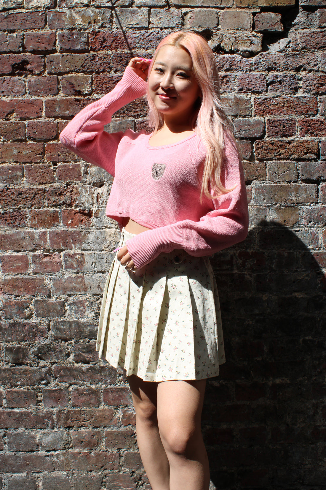 Vintage Floral Pleated Skirt