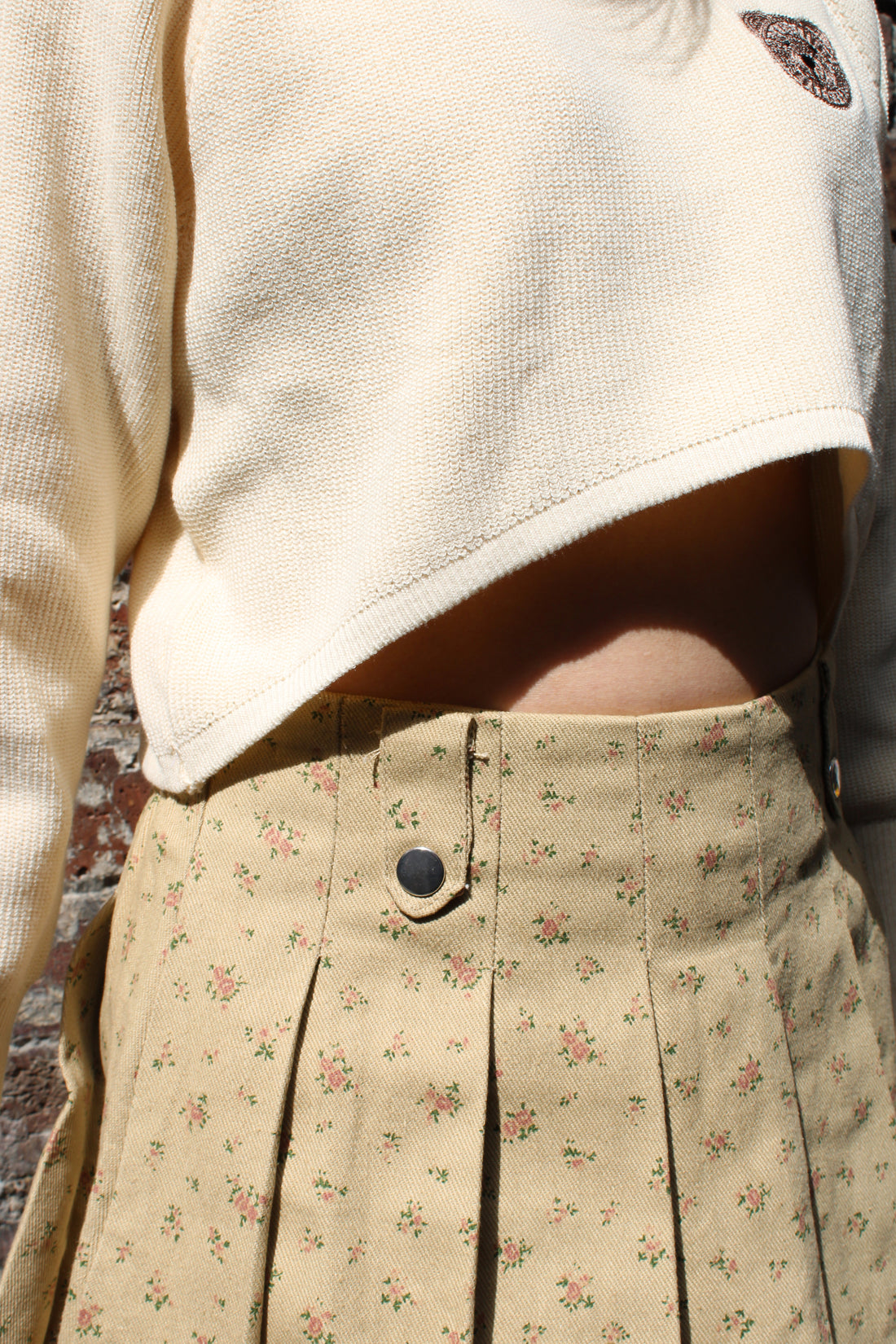 Vintage Rose Pleated Mini Skirt