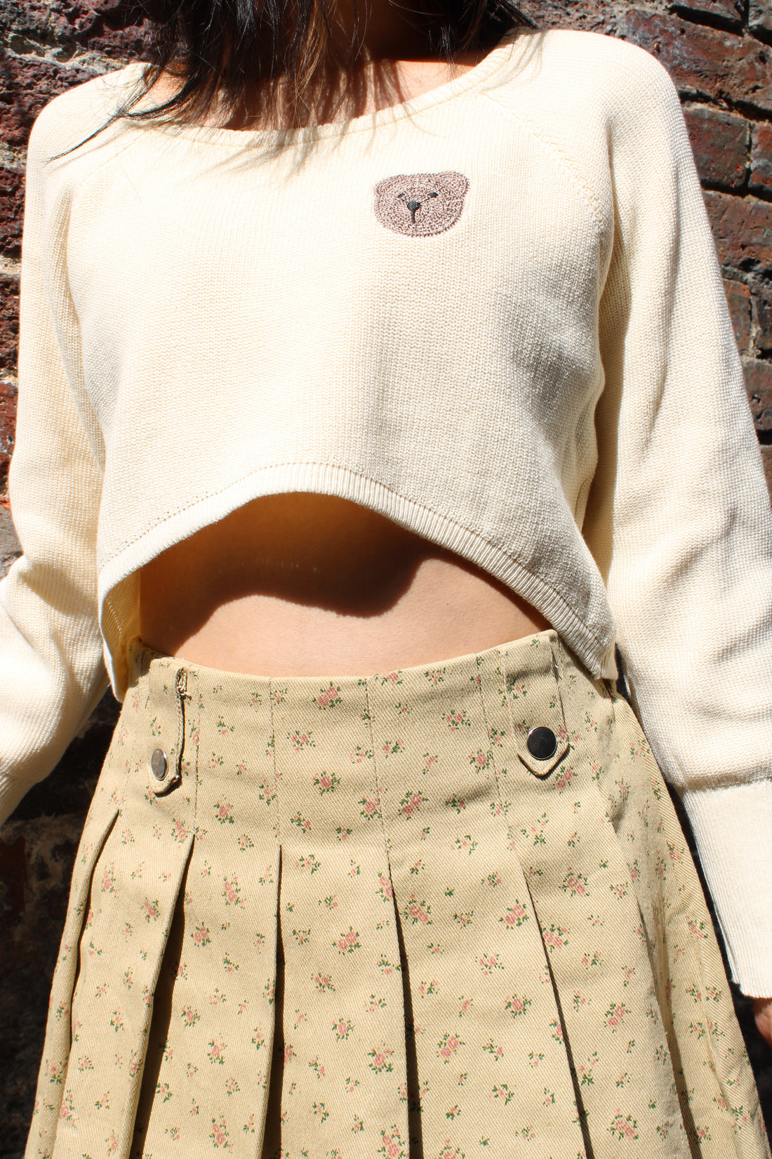 Vintage Rose Pleated Mini Skirt
