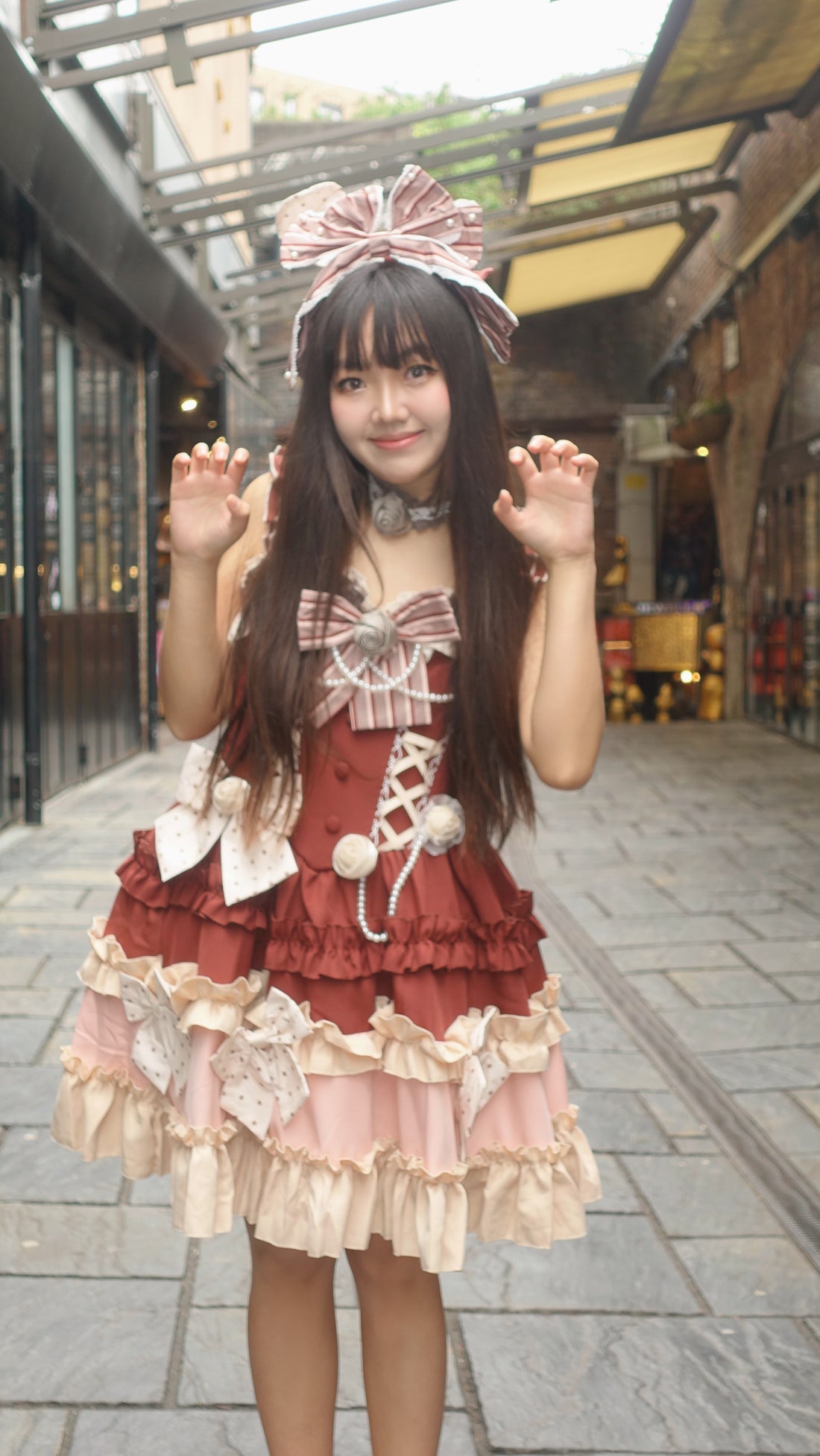 Lolita Dress Chocolate with Headdress & Necklace