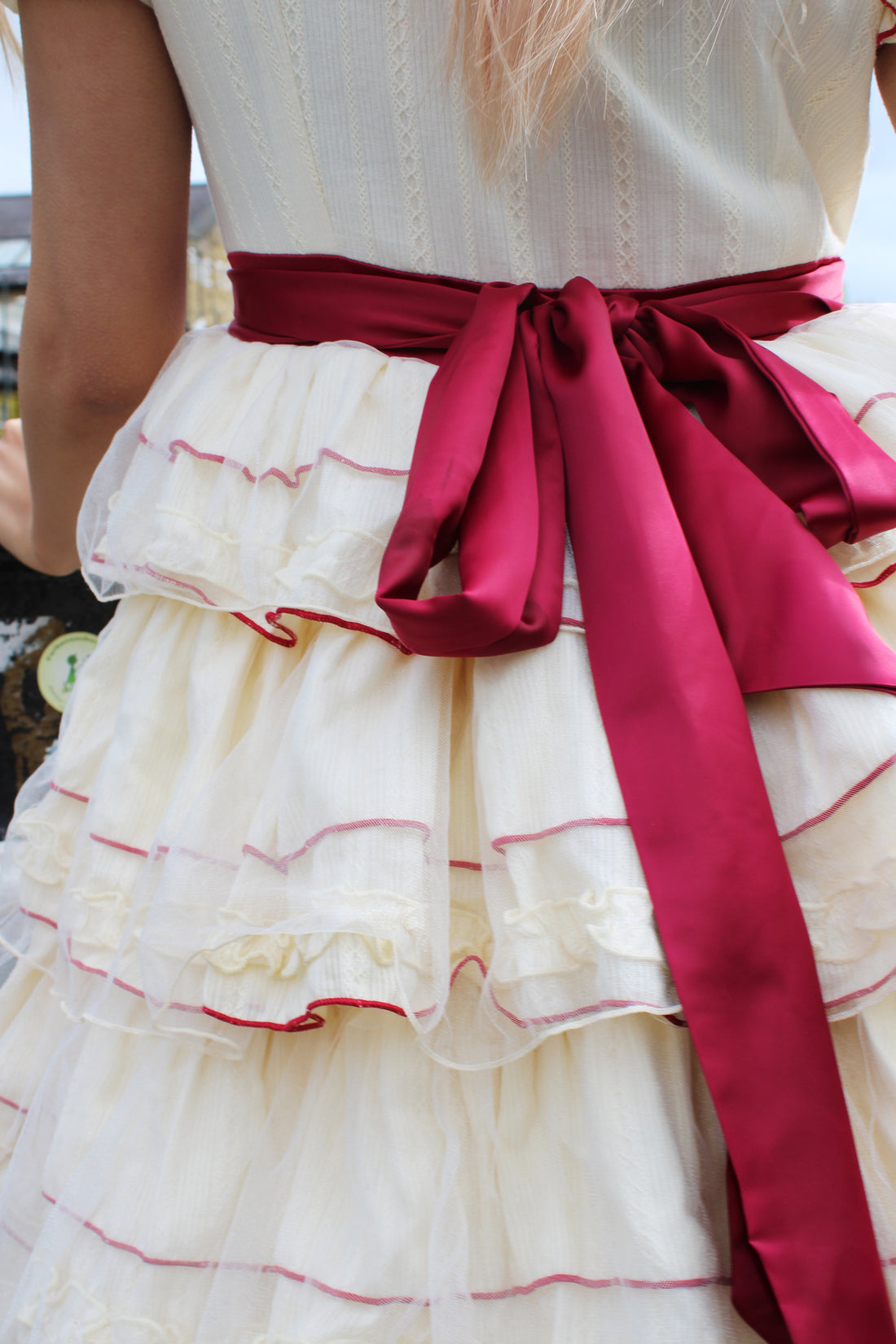 🎀 Vintage Lolita Dress – Cream & Burgundy with Bonnet 🎀