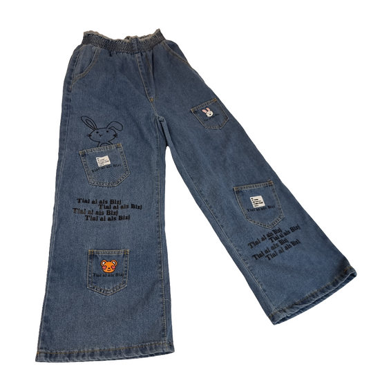 Bunny Embroidered Wide-Leg Jeans Bunny Embroidered Wide-Leg Jeans