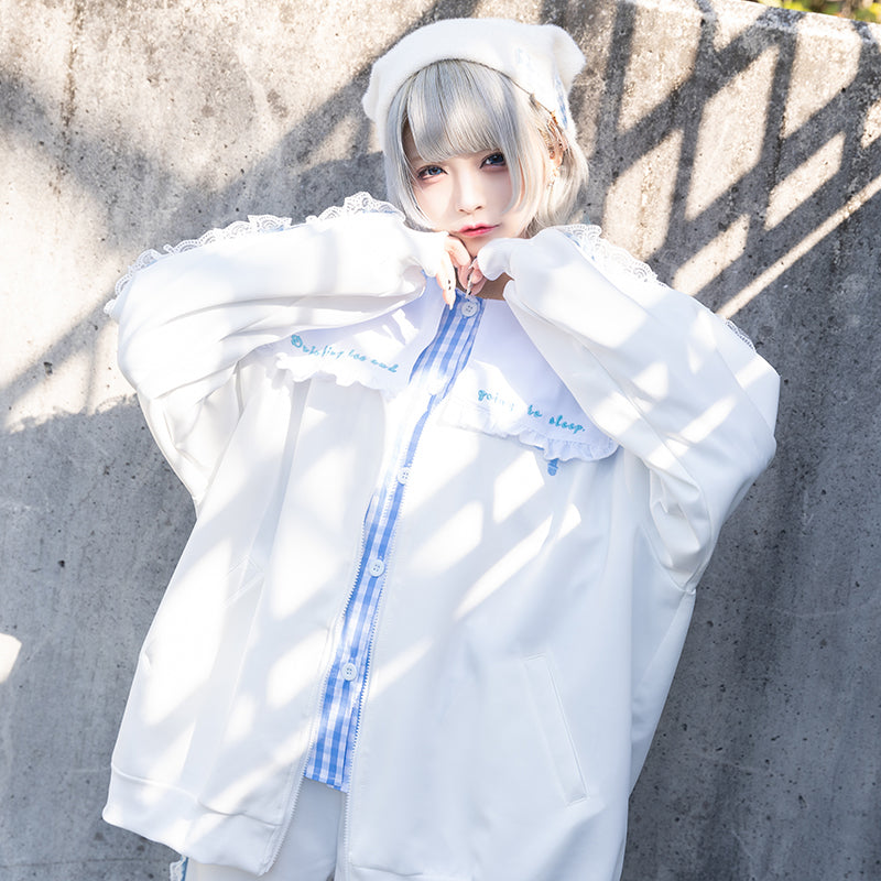 Blouson Jacket "Harajuku Style" "Yami Kawaii" White ACDC RAG
