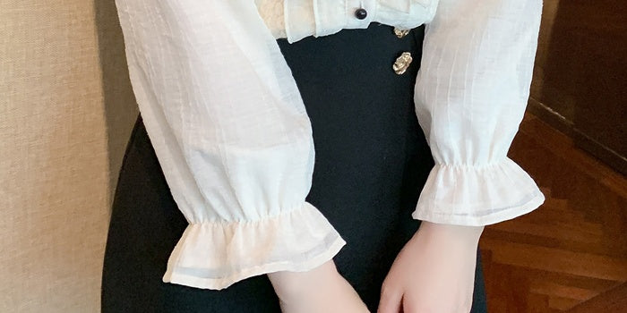 Midnight Ribbon Ruffle Blouse