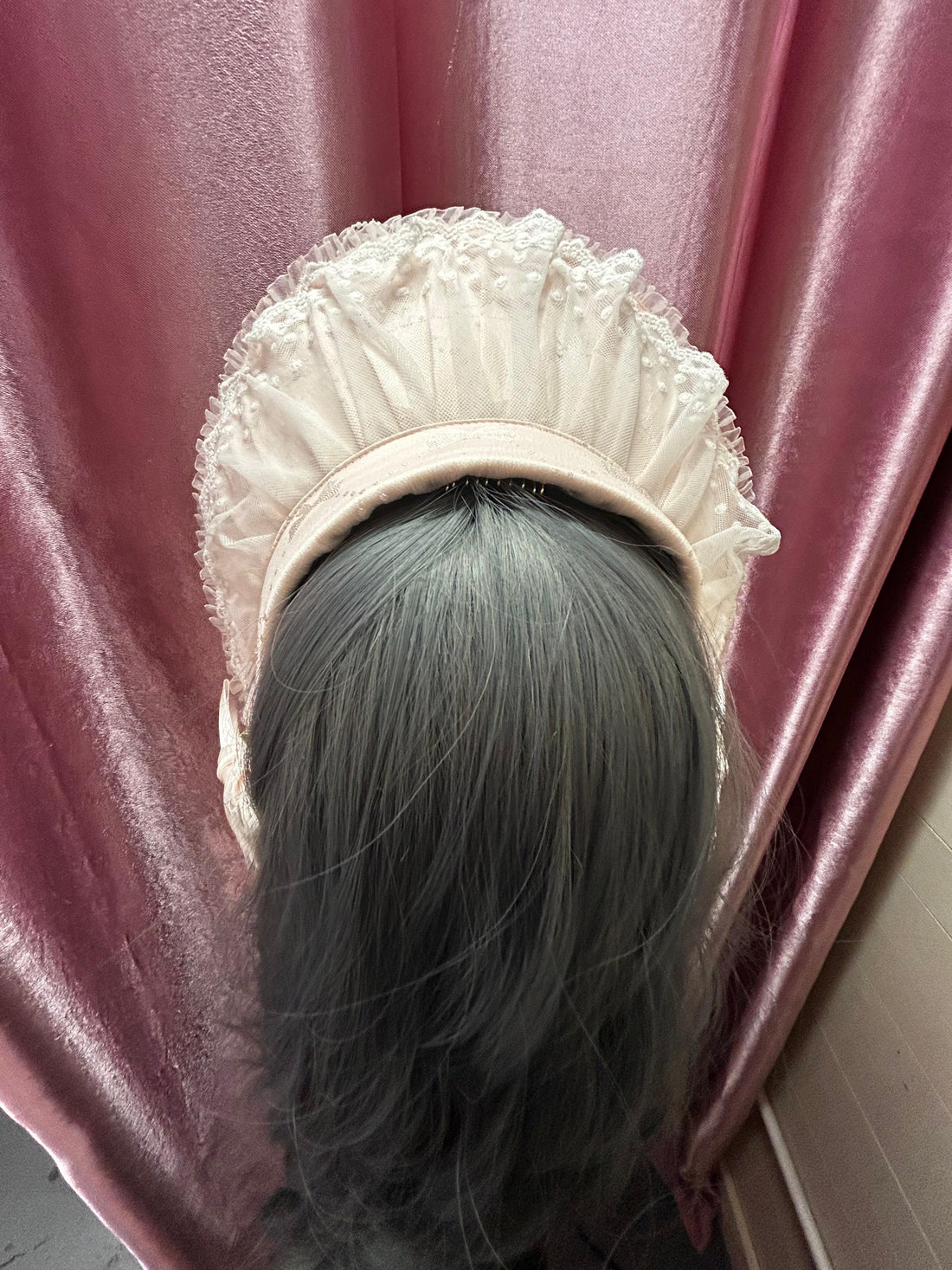 Rosy Cherub Lace Bonnet – Light Pink