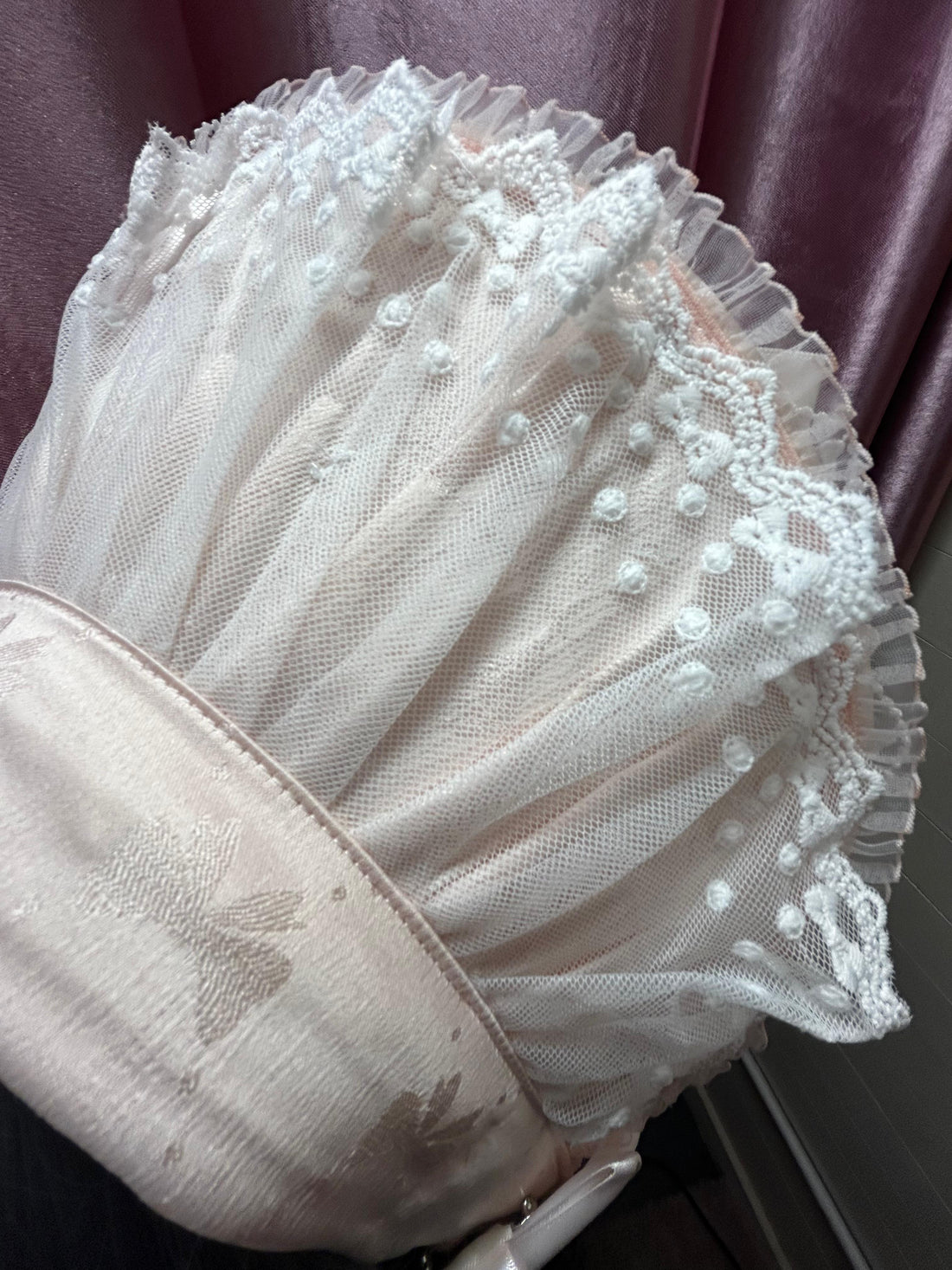Rosy Cherub Lace Bonnet – Light Pink