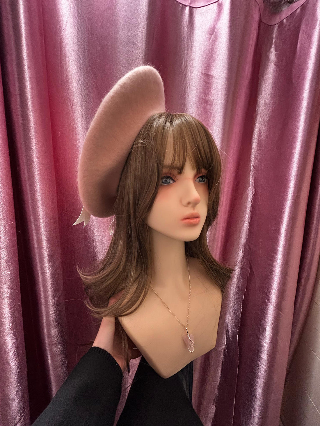 Blush Ribbon Pearl Beret