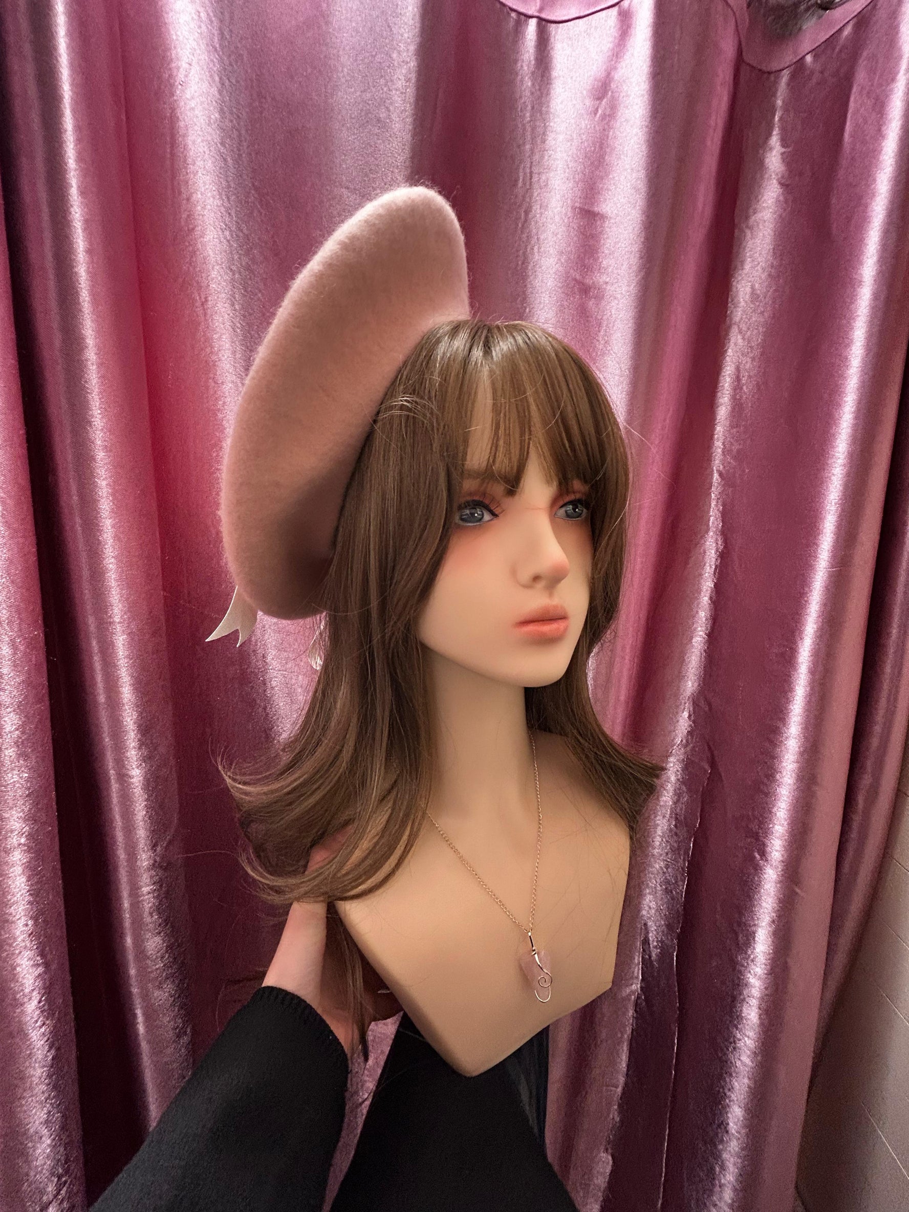 Blush Ribbon Pearl Beret